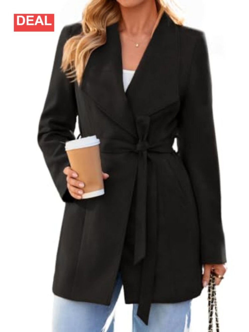 Faux Suede Trench Coat Belted Tie Waist Lapel Open Front Fall Outerwear